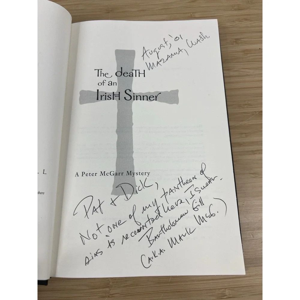 Signed 1st‎ Ed. Bartholomew Gill - Death of an Irish Sinner. Inscribed Hardcover